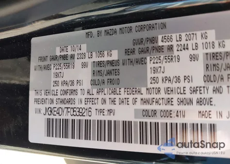 2015 Mazda Cx-5 Grand Touring from USA, damaged, VIN JM3KE4DY7F0539216